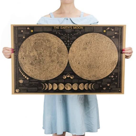 Vintage Moon Map - SpaceTrips