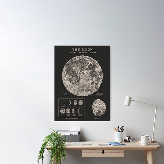 Moon Phases Vintage Poster - SpaceTrips